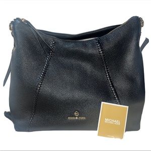 Michael Kors Sienna Black Large Pebbled Leather Shoulder Bag~NWT $358~